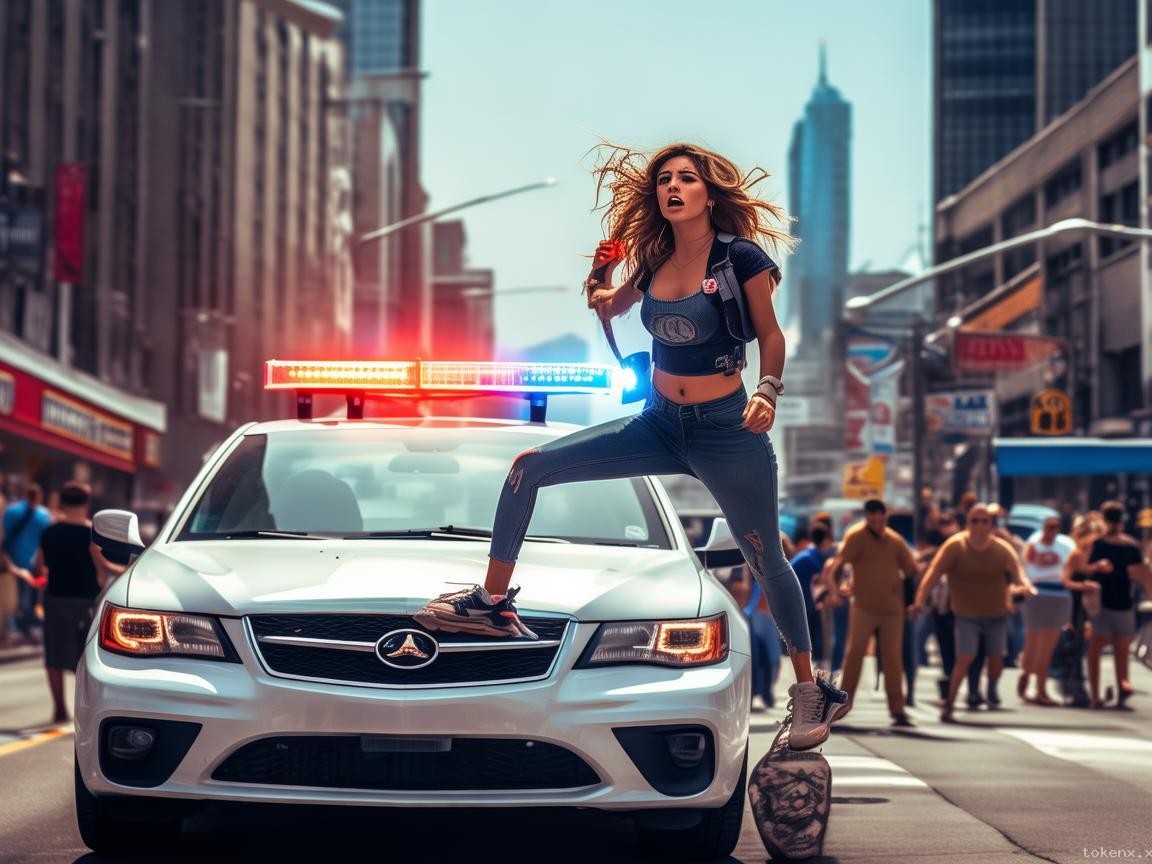 女网红违停跳警车，法律红线不可触🚨